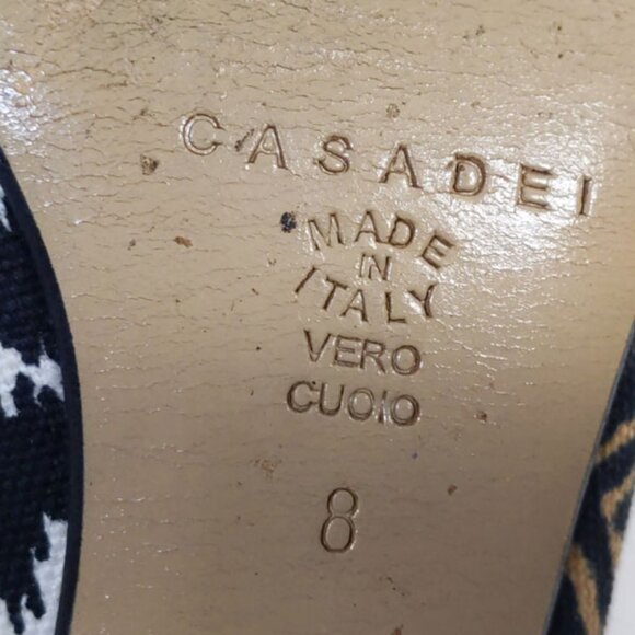 Casadei Shoes Pointed Toe Slingback Kitten Heels in Tribal Print Size 7.5 - Picture 9 of 11